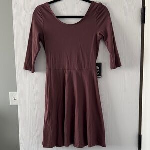 Express Plum Scoop-Neck Fit & Flare Midi Dress